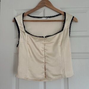 Altar'd State Cream Top with Black Detail